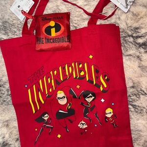 Disney Pixar The Incredibles Red Foldable Tote Bag and canvas tote